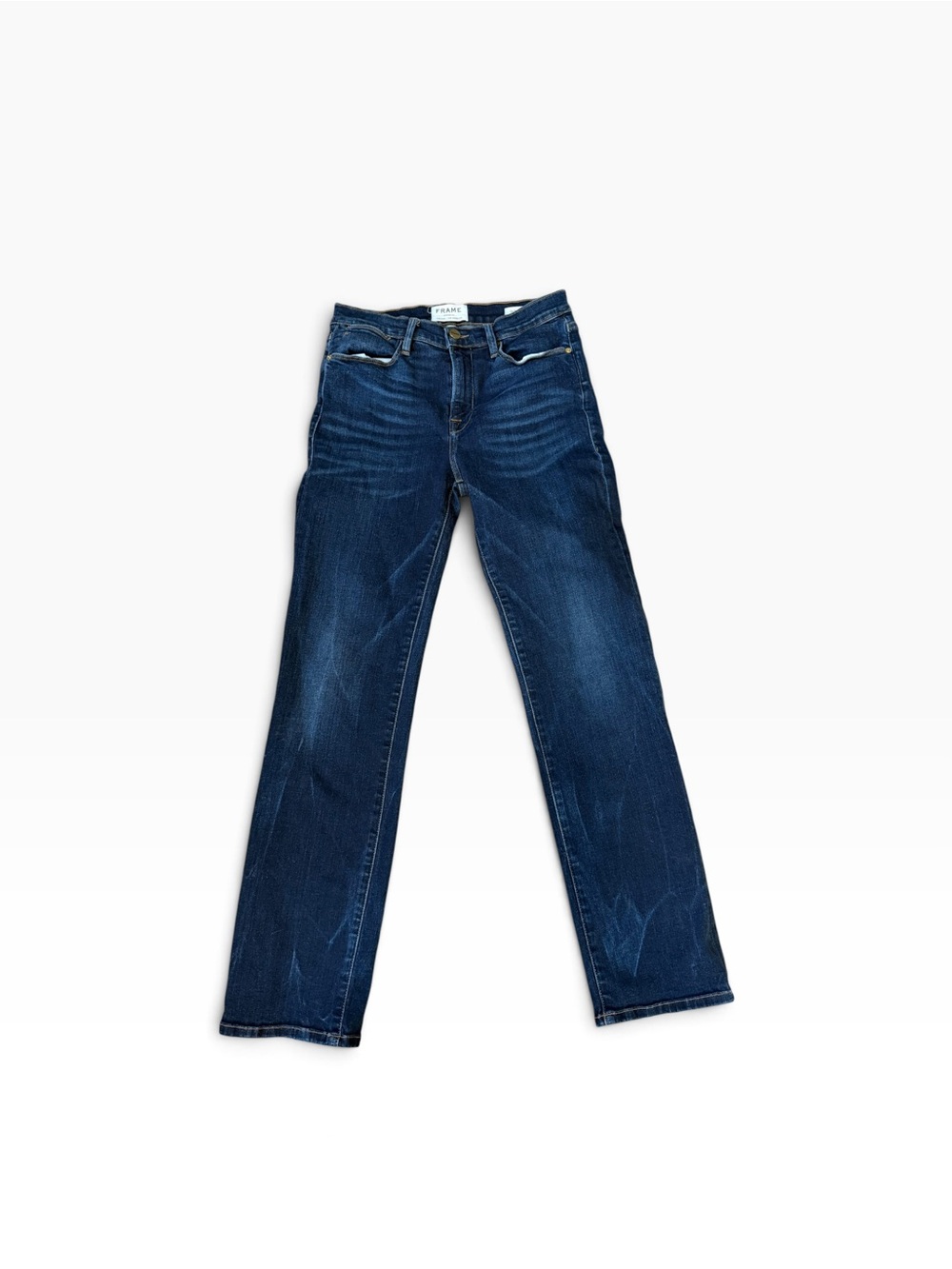 Frame Women’s Le High Straight High Rise Dark Wash Cotton Blend Jeans Size 26